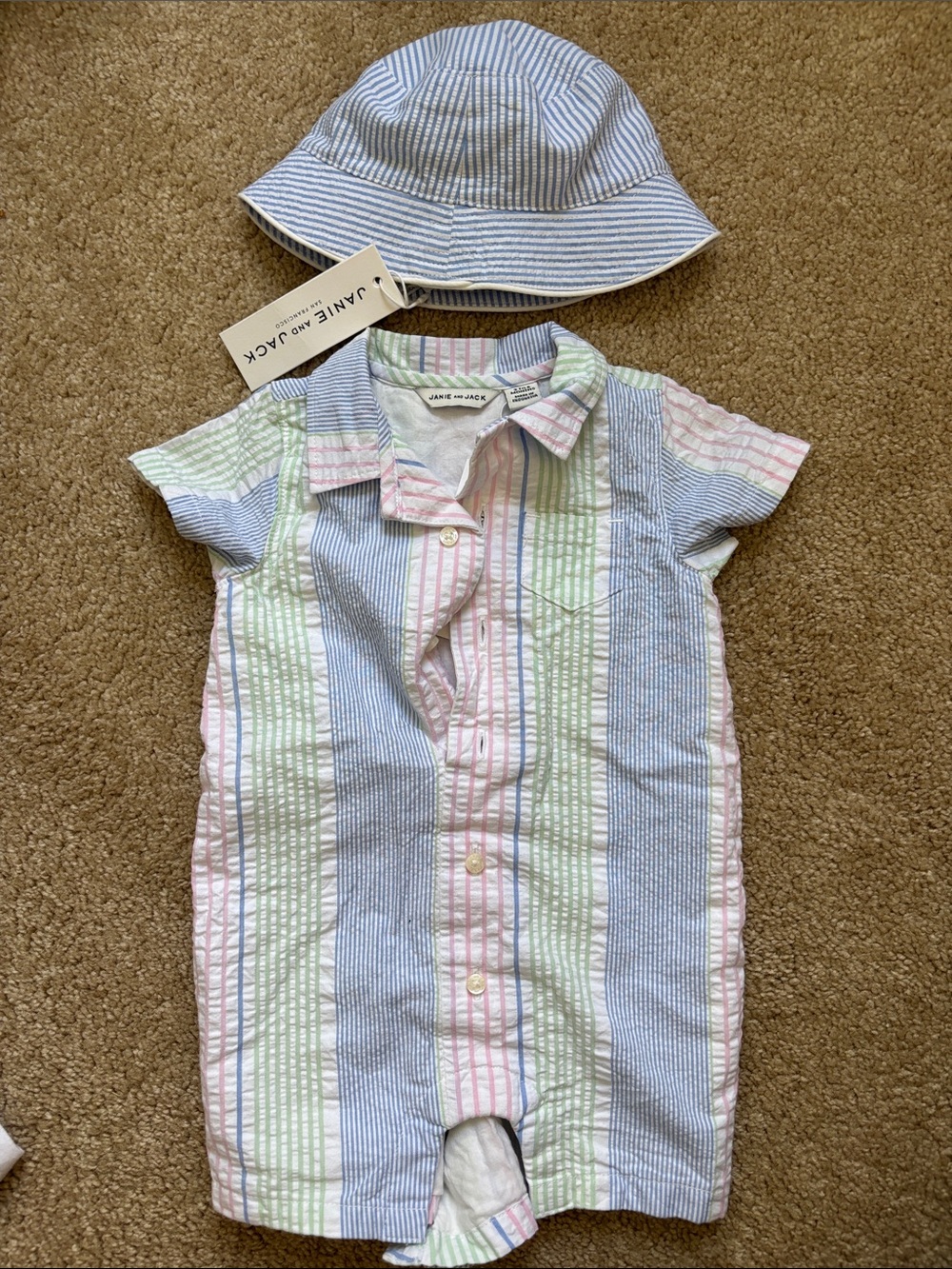 Janie and Jack pastel Striped Romper set